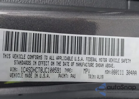 2018 Dodge Durango R/T Rwd из США, поврежденный, VIN 1C4SDHCT8JC100591